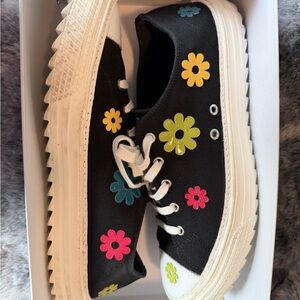 Moschino Black Sneakers with Floral Accents